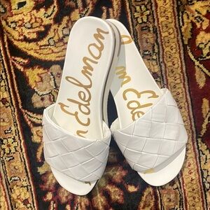 Sam Edelman White Woven Slide Sandals